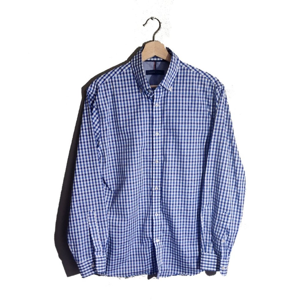 Blue White Check Pattern Fit Style Shirts